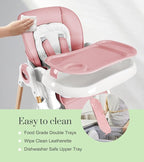 Mallify Convertible High Chairs for Babies and Toddlers, Height Adjustable Baby High Chair, High Chair with Removable Tray, Adjustable Backrest, Portable Baby Dinning Chair with Lockable Wheels