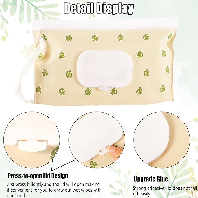 FEBSNOW 6 Pack Baby Wipes Dispenser, Portable Refillable Wipe Holder, Baby Wipes Container, Reusable Wipes Case, Baby Travel Wet Wipes Pouch (Morandi Color)