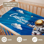 Personalized Baby Crib Bedding Set - Mysterious Space Theme Nursery Bedding Sets 3 Piece with Custom Name Blanket, Fitted Crib Sheet & Changing Pad Cover – Ideal Newborn Gift for Boys