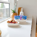 NaturalCozy 5-Piece Rectangle Storage Basket Set- Natural Cotton Rope Woven Baskets for Organizing! Small Basket for Montessori, Baby Nursery, Dog Toy Baskets, Cat Toy Box, Bathroom Organization Bin