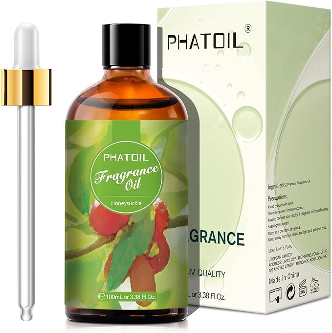 PHATOIL 3.38FL.OZ Honeysuckle Fragrance Oils for Aromatherapy, Essential Oils for Diffusers for Home, Perfect for Diffuser, DIY Candle and Soap Making, DIY Scented Products - 100ml