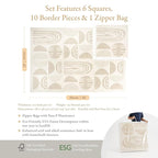 PopsyKosy Premium Exercise & Baby Foam Play Mats - Stylish & Large Non-Toxic Odorless Floor Mat - 6 Tiles - Spacious 6ft x 4ft - Peel-Resistant Reinforced Ver.- Soft Thick, Waterproof - Desert Sand