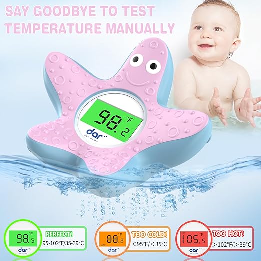 Baby Bath Thermometer, Digital Water Temperature Thermometers with 3 Color Backlit and Temperature Warning, Safety Bath Tube Thermometer Floating Toy for Infant, Toddler
