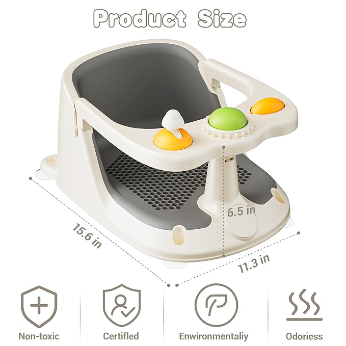 Baby Bath Seat for Babies 6 Months & Up - Bath Seats for Babies Sitting up, Non-Slip Toddler & Infant Bath Seat Comfortable Baby Bath Chair