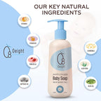Oeight Baby Body Wash, 100% Natural Active Ingredients Sensitive Skin Baby Wash with Aloe Vera, Chamomile, Olive Oil & Provitamin B5, Dermatologically & Hypoallergenic Tested Mild Foaming Soap, 200ml