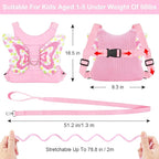 Accmor Toddler Harness Leash, 3 in 1 Cute Butterfly Kids Leash + Anti Lost Wrist Link, Adorable Child Walking Harness Wristband Assistant Soft Strap Belt Protector for Baby Girls to Outdoor Travel