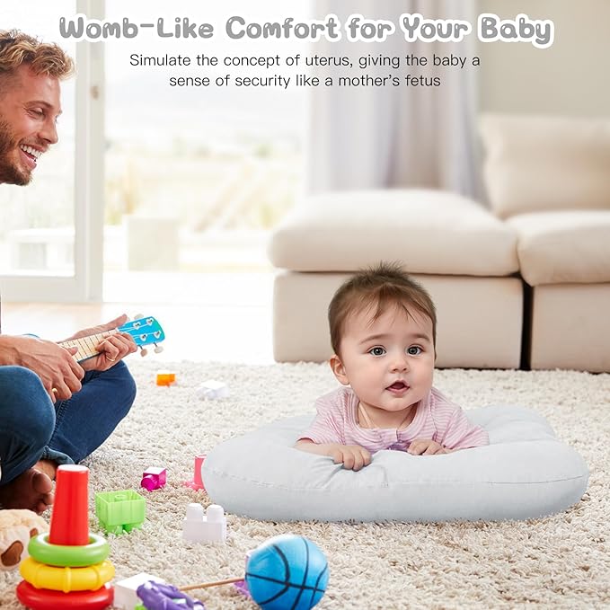 Baby Lounger for Newborn, Bionic Design Baby Lounger, Soft Organic Cotton Breathable Lounger for Infants 0-18 Months (Gray)