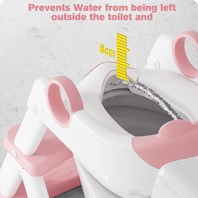 Potty Training Seat, Upgrade Toddler Toilet Seat for Kids Boys Girls, 2 in 1 Potty Training Toilet, Splash Guard Anti-Slip Pad Step Stool