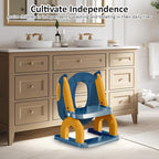 DEEKI Potty Training Seat Upgrade 2 in 1 Toddler Training Toilet Chair Potty Seat with Step Stool Ladder for Baby Kids Boys Girls(Blue and Yellow)