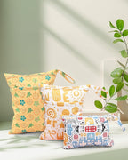 ALVABABY 3 Cloth Diaper Wet Dry Bags Waterproof Reusable with Two Zippered Pockets Travel Beach Pool Daycare Soiled Baby Items Yoga Gym Bag for Swimsuits or Wet Clothes Small medium Large 3L-SML05