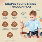 Hexagon Montessori Wooden Building Blocks – 86 Pieces FSC-Certified Beech | Alphabet & Number Blocks with Board Game, Storage Bag & 15-Challenge Guide | Stacking Toy for Kids Ages 3+