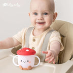 Itzy Ritzy Toddler Snack Cup - Spill-Proof Snack Cup for Toddlers with Soft Silicone Lid for Easy Food Access - Easy-To-Hold Kids Snacks Container With Handles - Ideal for 12 months & Up (Mushroom)