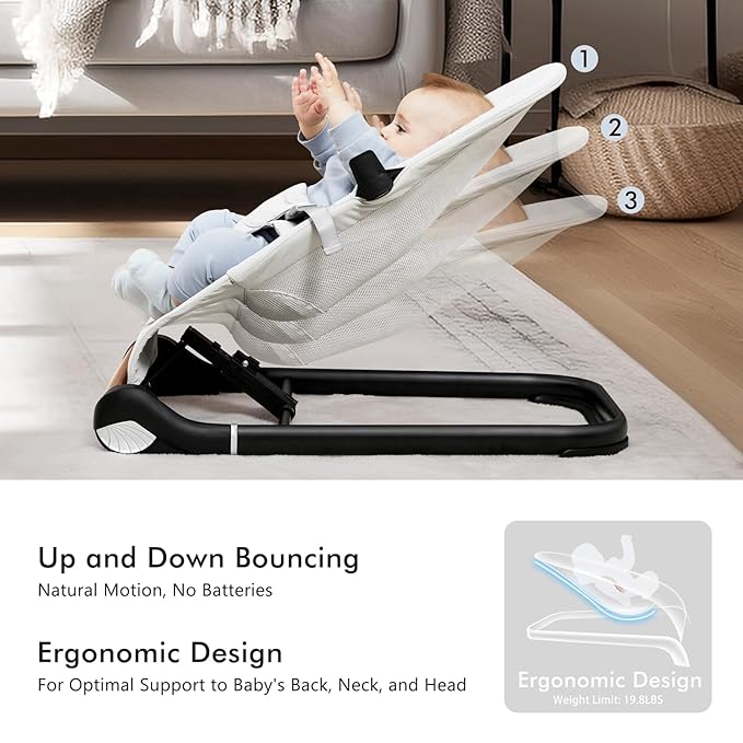 Baby Bouncer Chair - Comfortable Support for Your Little One's Blissful Moments (Net, Light Grey)