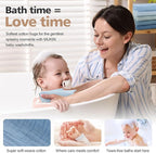 MUKIN Baby Washcloths,Muslin Burp Cloths Towels for Newborns,Absorbent Cotton Bath Face Towel ，5 Pack, 12x12 Inches (Glacier Mist)