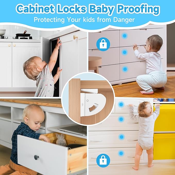 Magnetic Cabinet Locks for Child Safety, Drawer Locks Baby Proofing, Magnetic Door Safety Locks for Cabinets and Drawers, Easy Installation No Tools Required (6)