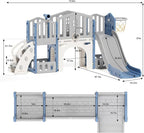8 in 1 Toddler Slide Set, Kids Slide for Toddlers Age 1-3, Toddler Climber Slide PlaySet with Basketball Hoop and Ball, Outdoor Indoor Kids Playground for Toddlers 1-3, Blue Grey