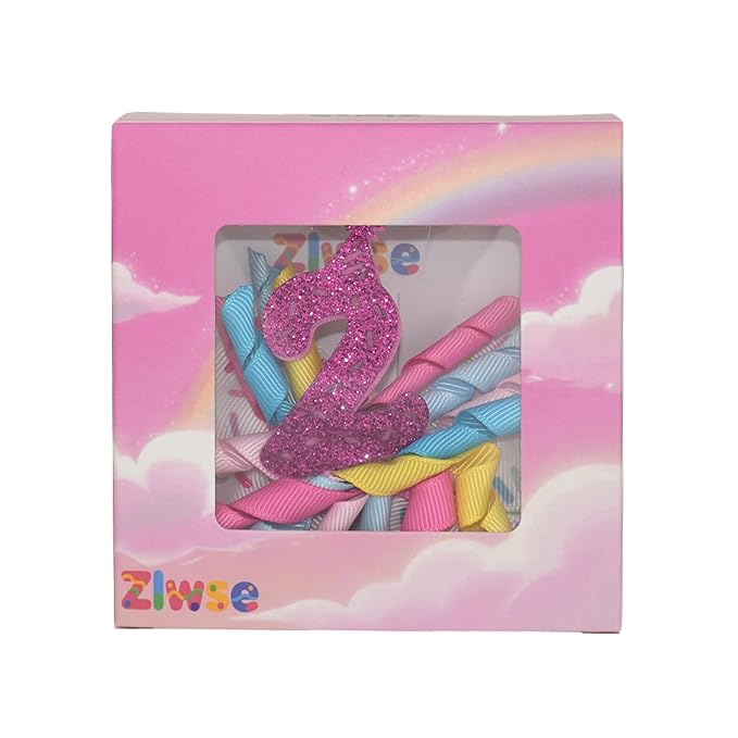 Birthday Hair Bow for Baby Girls 1 2 3 4 5 6 Years Sprinkle Decorations Party Pink Hair Accessories for Two 2nd Birthday Confetti Ice Cream