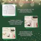 Kids Feeding Set 5 Pcs, Tableware Set for Toddlers Includes Plate Bowl Cup Fork and Spoon Utensil Flatware, Kids Flatware Set Dishwasher Safe, BPA Free (Giraffe)