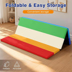 Foam Baby Play Mat: PU Leather Waterproof Kids Playmat - Trifold Floor Mat - Large Play Mat for Playpen Thick Pad Fodable Mattress Soft Toddler Mattress Infant Cushion for Preschool (Rainbow)
