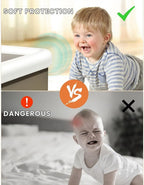 Baby Proof Edge Corner Protector, 6.56FT 0.47''Th L-Shape Furniture Corner & Edge Safety Bumpers with 6 Corners, Pre-Taped, Soft NBR Rubber Foam Desk Edge Cushion Wall Corner Protector（White）