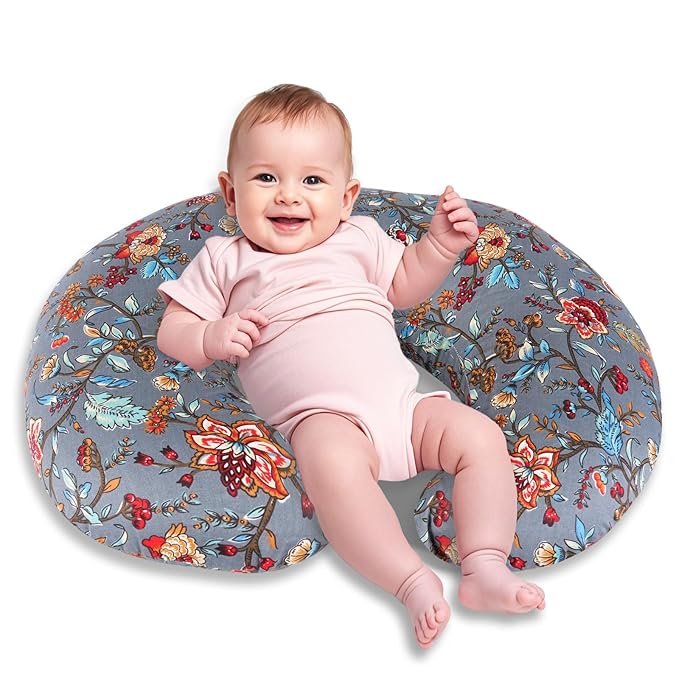 Nursing Pillow, Breastfeeding Pillow with Removable Cover, Ergonomic Breast Feeding Pillow, Baby Feeding Support Cushion for Mom Easier Breastfeeding- Original Size/Peony