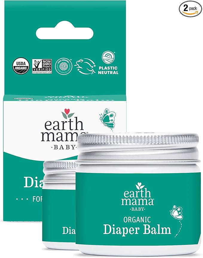Earth Mama Organic Diaper Balm 2-Ounce | Diaper Cream for Baby | EWG Verified, Petroleum & Artificial Fragrance-Free with Calendula for Sensitive Skin (2-Pack)