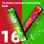 60 Pcs Harmonica for Kids 16 Holes Musical Instrument, Return Gift Cartoon Double Row Harmonica Bulk Toy for Kids Party Favors Goodie Bags Stuffers & Operation Christmas Child Items