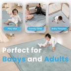 1.3" Thick Baby Play Mat for Floor Playpen, 50x50 Foam Tummy Time Mat, Padded Support Soft Plush Nursery Rug for Infant Kids Toddler Crawling Kick Activity (Light Grey)