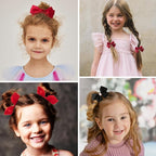 18pcs Red Hair Bows for Girls.Alligator Hair Clips,Hair-ties,Snap Clip Hairpins.Handmade Hair Accessories for Girls Gift Set