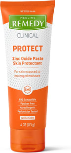 Medline Remedy Clinical Zinc Oxide Paste Skin Protectant (4 oz Tube), Vanilla Scent, Diaper Rash Cream, Incontinence Care, Wetness Protection, Paraben Free, Hypoallergenic, Adults, Children