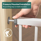 BABELIO 36" Tall Baby Gate, 29-55" Auto Close Pressure Mounted Dog Gate for Doorways & Hallway, Pressguard Basics Easy Walk Thru Pet Gate, Extra Wide Metal Child Gate, White