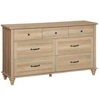 WAMPAT Wide Kids Dresser with 7 Drawers for Bedroom, Farmhouse Baby Dresser for Nursery & Kids Room, Wooden Chests & Dressers Closet Organizer for Children's Bedroom, 54 Inch, Oak