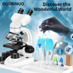 Compound Binocular Microscope, WF10x and WF25x Eyepieces,40X-2000X Magnification, LED Illumination Two-Layer Mechanical Stage…