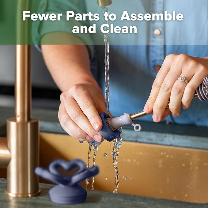 Haakaa Clover Baby Fruit Feeder Teether & Mini Freezer Nibble Tray – BPA-Free Silicone Breastmilk Popsicle Mold for Baby Teething Relief & Self-Feeding, 4M+ (Steel Blue)