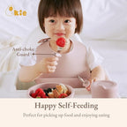 Toddler Utensils, Toddler Forks and Spoons, Baby Spoons Self Feeding, Stainless Steel Baby Silverware with BPA Free Silicone Easy Grip, 8 Months+