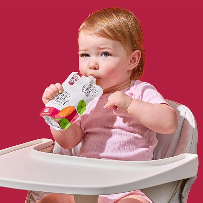 Serenity Kids 6+ Months Veggie Puree Baby Food Pouches - USDA Organic - No Sugary Fruits or Added Sugar - Allergen Free - 3.5 Oz BPA-Free Pouch - Sweet Potato & Spinach - 6 Count - Sweet Potato Puree