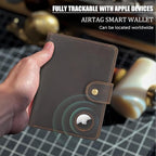 Polare Luxury RFID Blocking Leather Passport Holder Travel Wallet For Men and Women (Dark Brown with AirTag Slot(Snap Version))