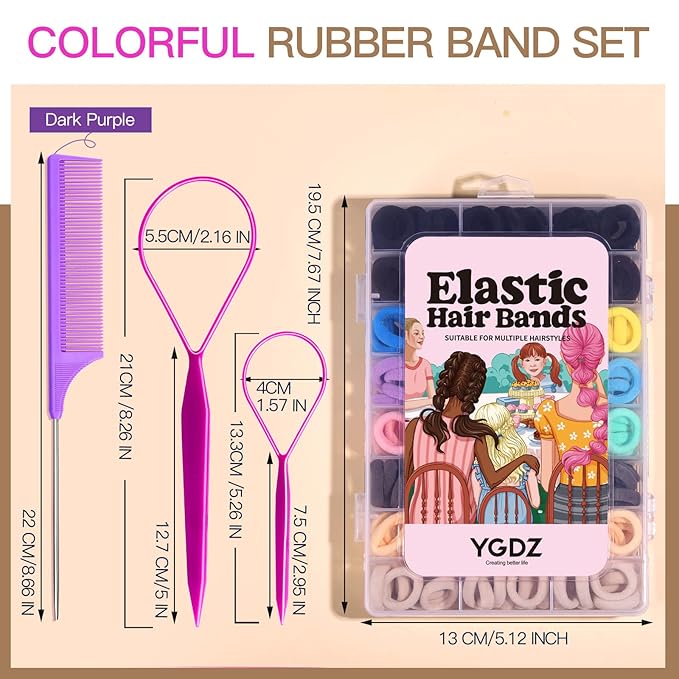 YGDZ Baby Hair Ties, 280 PCS Cotton Toddler Hair Ties, Seamless Soft Small Elastics Hair Bands with Organizer Box, Hair Accessories for Girls, Toddler, Kids, Mini Ponytail Holders…