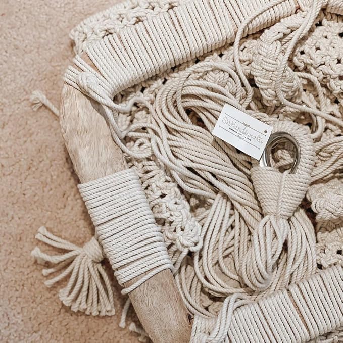 Handmade Macrame Baby Swing Natural Rope Hammock for Baby Macrame Swing Chair for Baby