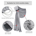 Water Ring Sling Baby Carrier, Adjustable Lightweight Breathable Newborn Carrier Sling for Summer, Swimming, Pool, Beach, Front Chest Mesh Infant Wrap Carrier for Baby Gift (Light Grey)