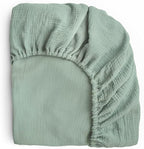 mushie Extra Soft Muslin Fitted Crib Sheet | 192 Thread Count | 28"x 52" (Roman Green)