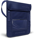 VENTURE 4TH Passport Holder Neck Wallet with RFID Blocking Nylon Lining - Hidden Neck Pouch for Travel (Sleek Navy Blue)