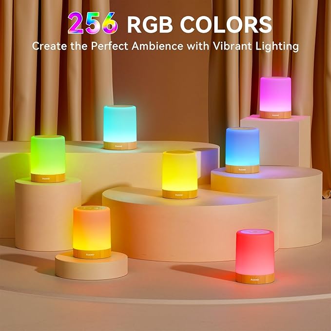 Night Light for Kids Baby, Dimmable Touch Lamp for Nursery, 11 RGB Colors 5 Brightness, Portable Rechargeable Bedside Table Lamp for Nightstand, Kids Night Light for Bedroom Living Room