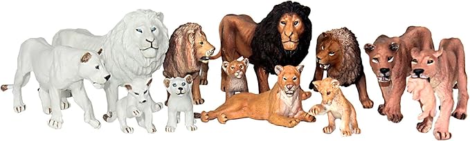 FUNSHOWCASE African Jungle Animals Running White Lion Cub Toy Figure Realistic Plastic Figurine Height 1.6-inch