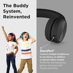 LilGadgets Connect+ Pro Wired Kids Headphones for School w/Microphone, Volume Limiting & Noise Reduction Over-Ear Headset w/Cord, SharePort Technology & SoftTouch Padding, Black Headphones for Kids