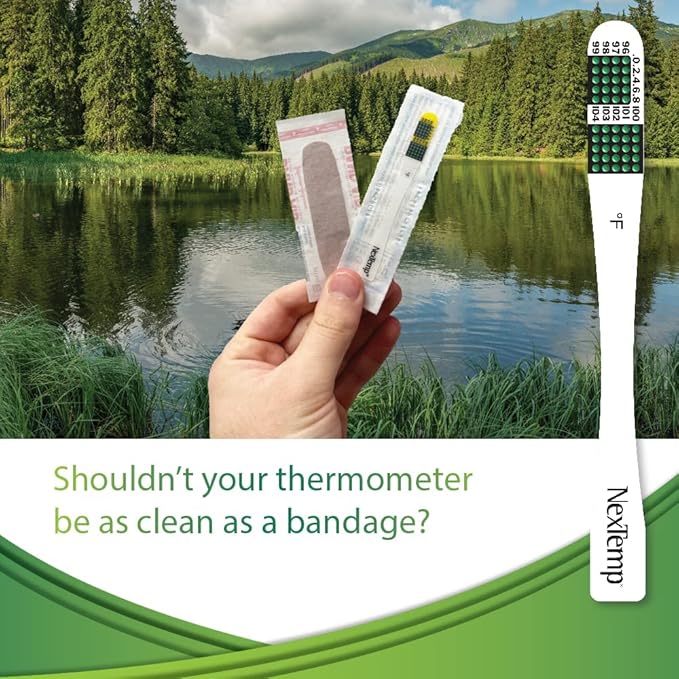 Single-Use Thermometers - Individually Wrapped Disposable First Aid Supplies, High-Accuracy for Work, School, Home, Travel, and Healthcare Use, Fahrenheit, 100-Pack