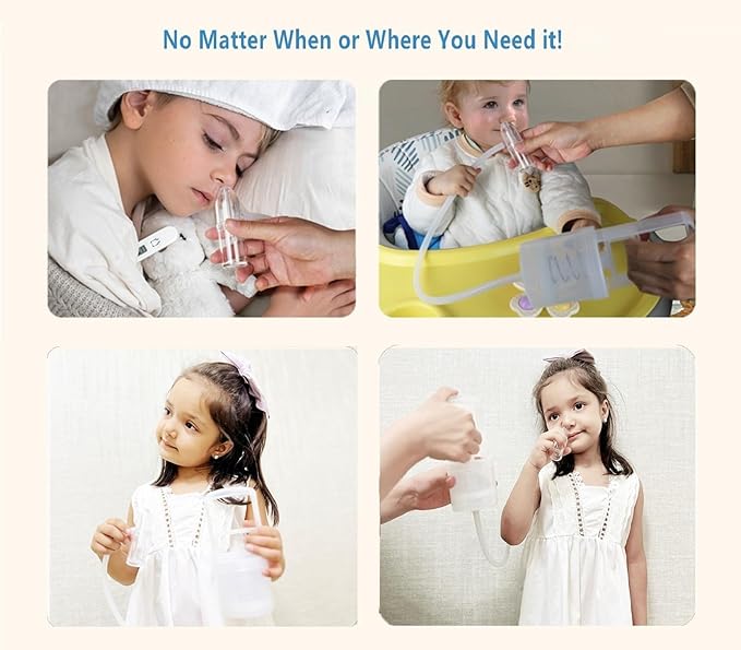 Nasal Aspirator for Baby, Baby Snot Sucker, Nose Sucker with Upgraded Hand Pump and Non-Invasive Tip to Clear Clogged Passages and Boogers (Clear, Standard)