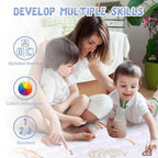 Boho Rainbow Baby Play Mat 50" X 50" Playpen Mat Thicken One-Piece Baby Crawling Mat Non-Slip Cushioned Baby Floor Mat Activity Playmats for Infants, Babies, Toddlers (50X50, Letters+Number)