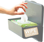 Bathroom Wipes Holder Dispenser with Shelf – Restroom Organizer & Wipe Holder for Bathroom – Tool Free Wall Mounted Baby Wipe Holder by Storage Theory – Gray, 1 Pack
