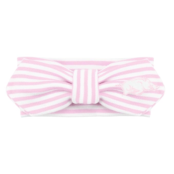 Creative Knitwear Arkansas Razorbacks Infant Girls Pink/White Striped Hair Knot Headband Embroidered Logo - Size Newborn - 4T
